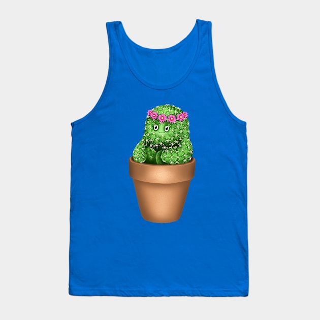 Cute Cactus (Blue Background) Tank Top by illucalliart